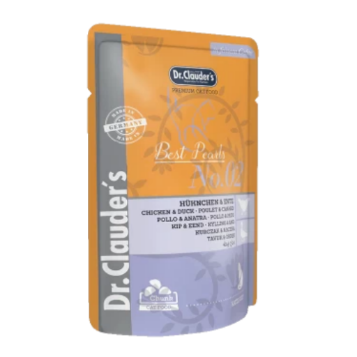 DR. CLAUDER'S drėgnas maistas katėms su vištiena ir antiena drebučiuose 100g