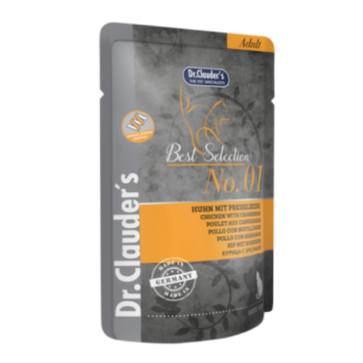 DR. CLAUDER'S drėgnas maistas katėms su vištiena ir spanguolėmis 85g