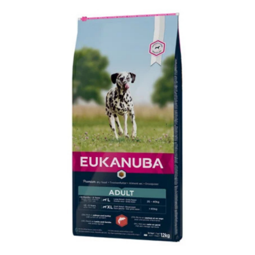 Eukanuba L/XL visavertis pašaras suaugusiems šunims su lašiša ir miežiais, 12 kg