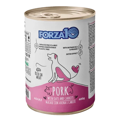 FORZA10 Maintenance Adult konservai šunims su kiauliena, avižom ir morkomis