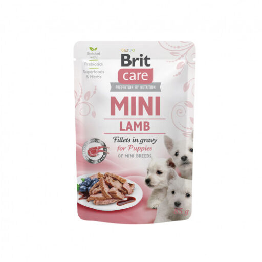 Brit Care Mini konservuotas pašaras šunims maiš. Puppy Lamb fillets in gravy