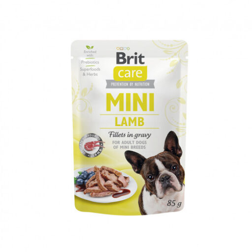 Brit Care Mini konservuotas pašaras šunims maiš. Lamb fillets in gravy 24x85g