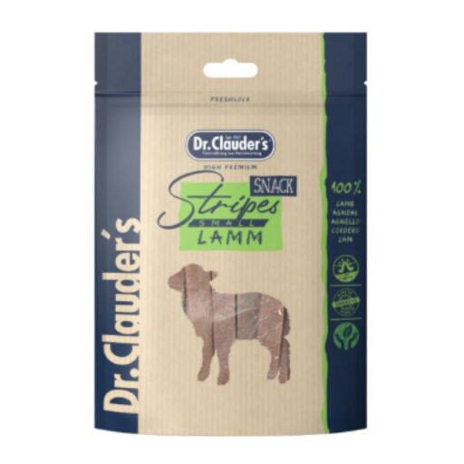 DR. CLAUDER'S vytintos ėrienos skanėstas juostelėmis šunims ir katėms 80g