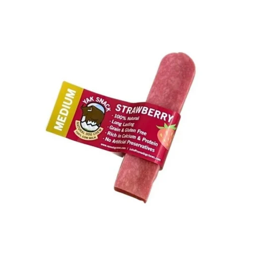 Jako sūris šunims su braškėmis, Yak Snack Strawberry, M dydis