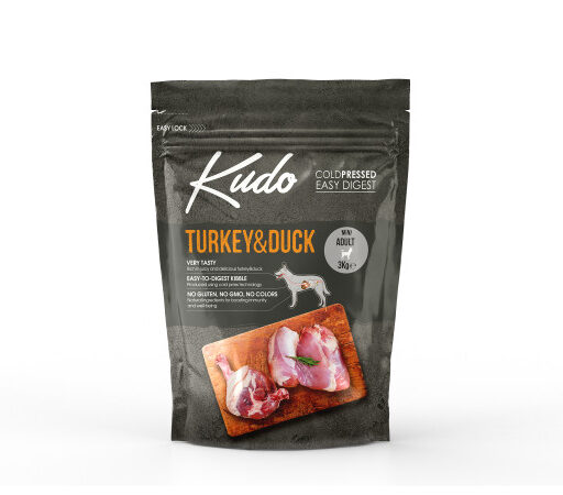 Kudo Turkey&Duck Mini Adult sausas pašaras suaugusiems šunims 3 kg