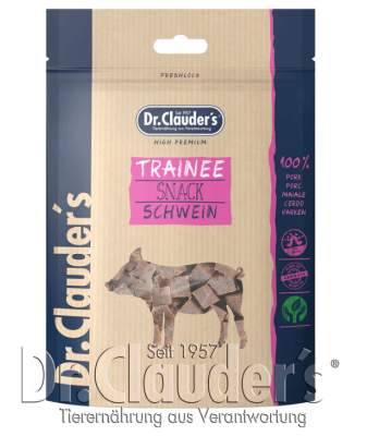 DR. CLAUDER’S TRAINEE SNACK. kiaulienos skanėstai kubeliais šunims ir katėms 80g