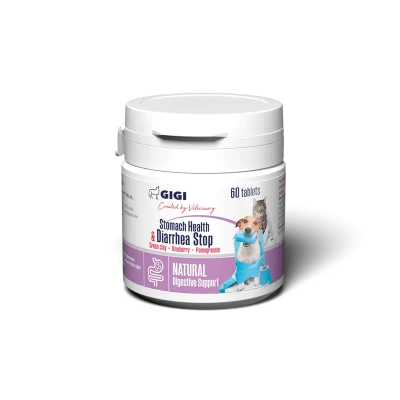 GIGI Stomach Support and Diarrhea Stop papildas šunų ir kačių virškinimui palaikyti 30 tab.