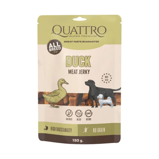 Quattro Duck Meat Jerky skanėstai šunims, 130 g