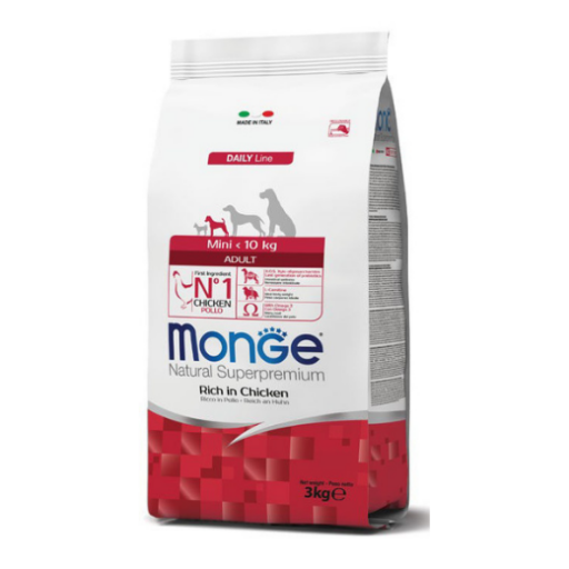 Monge Dry Dog Mini Adult 3 kg sausas pašaras mažų veislių suaugusiems šunims su vištiena
