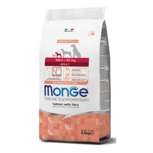Monge mini adult sausas pašaras (lašiša ir ryžiai)