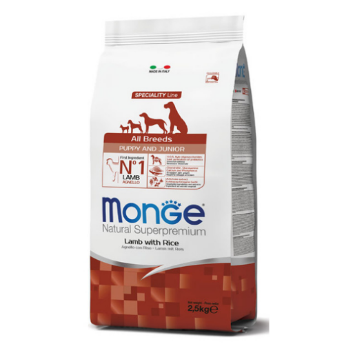 Monge puppy sausas pašaras (ėriena ir ryžiai)
