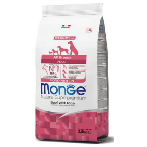 Monge Monoprotein adult sausas pašaras su jautiena ir ryžiais