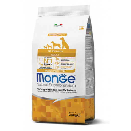 Monge spec. line monoprotein adult sausas pašaras visų veislių suaugusiems šunims su kalakutiena, ryžiais, bulvėmis