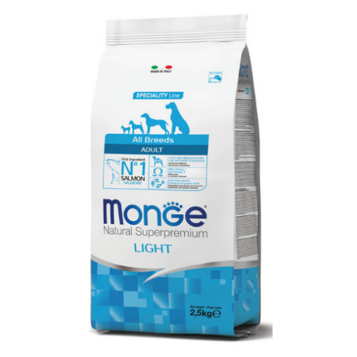 Monge Light adult sausas pašaras (lašiša ir ryžiai)