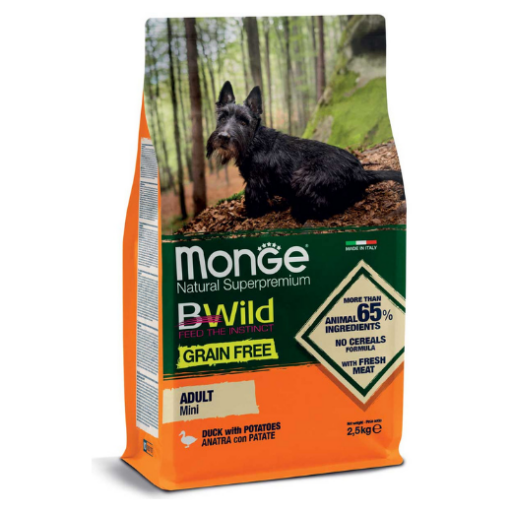 Monge Grain Free mini adult sausas pašaras (antiena ir bulvės) 2,5kg