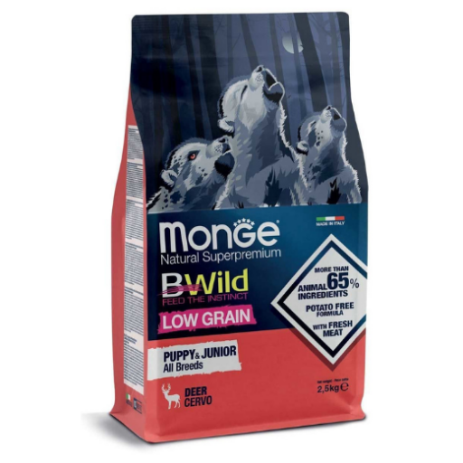 Monge BWild puppy sausas pašaras (elniena)