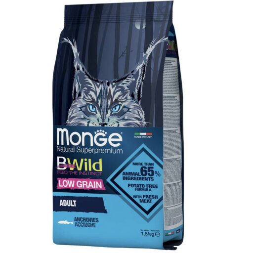 Monge Dry Cat BWILD - Adult Anchovies (ančiuviai) 1,5 kg