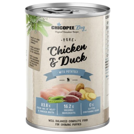 Chicopee Dog Junior Vištiena Ir Antiena Su Bulvėmis 400g