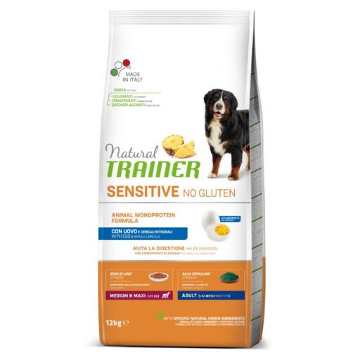 Natural Trainer ADULT DOG SENSITIVE NO GLUTEN M/M EGG (kiaušinis) 12kg