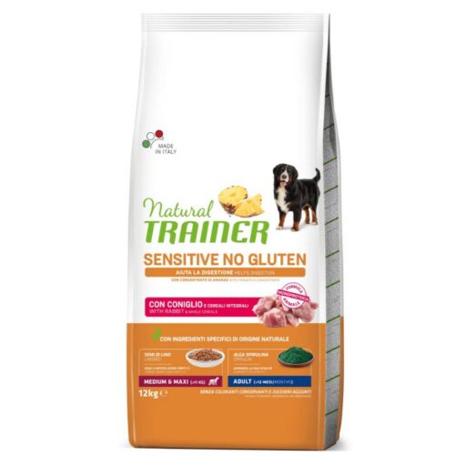 Natural Trainer ADULT DOG SENSITIVE NO GLUTEN M/M RABBIT (triušiena)