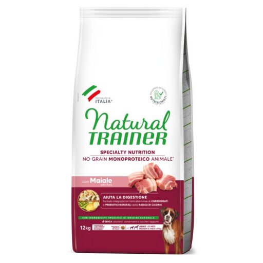 Natural Trainer ADULT DOG SENSITIVE NO GRAIN M/M PORK kiauliena 12kg