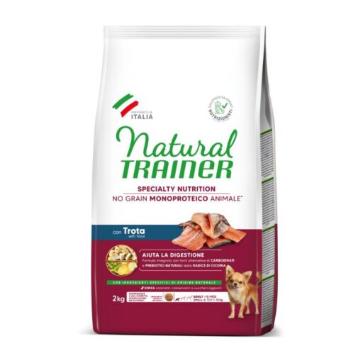 Natural Trainer ADULT DOG SENSITIVE NO GRAIN Mini TROUT upėtakis
