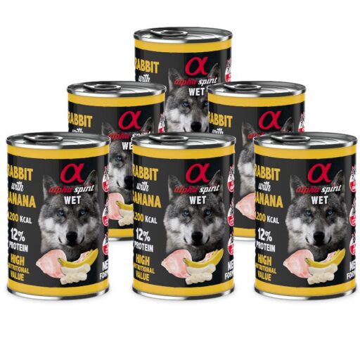 ALPHA SPIRIT WET konservas su triušiena ir bananais 400g 6vnt