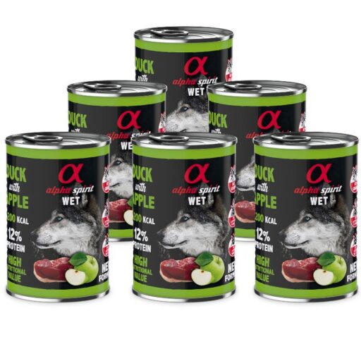 ALPHA SPIRIT WET konservas su antiena ir žaliais obuoliais 400g 6vnt