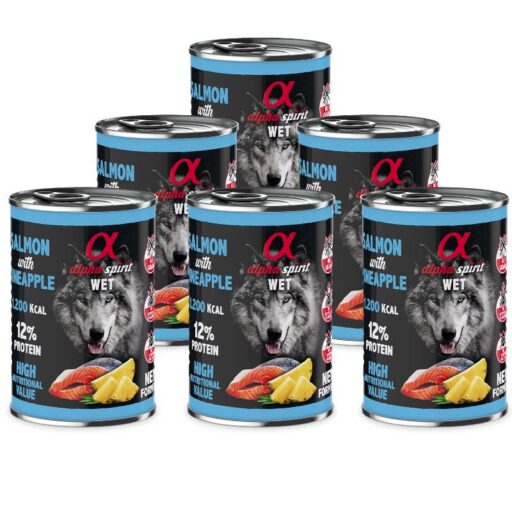 ALPHA SPIRIT WET konservas su lašiša ir ananasais 400g 6vnt