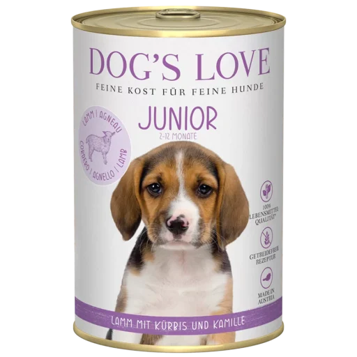DOG’S LOVE junior konservai su ėriena šuniukams