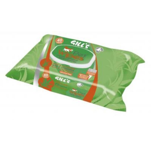 GILL'S servetėlės augintiniams su chlorheksidinu ir aloe vera, 40vnt