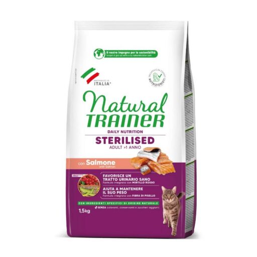 NATURAL TRAINER Cat adult Sterilised salmon su lašiša