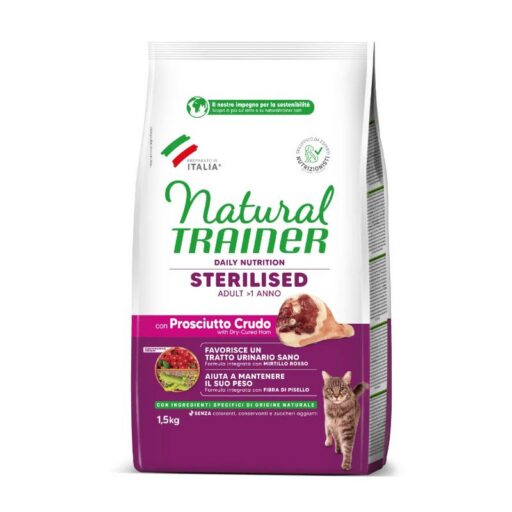 NATURAL TRAINER Cat adult Sterilised HAM su vytintu kumpiu