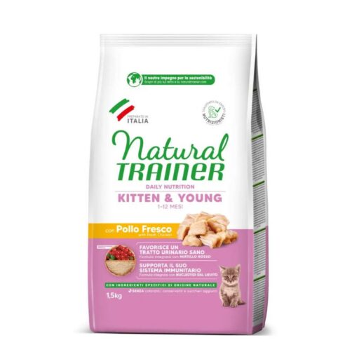 NATURAL TRAINER Cat Kitten Chicken kačiukams su vištiena