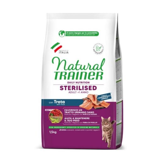 NATURAL TRAINER Cat adult Sterilised TROUT su upėtakiu
