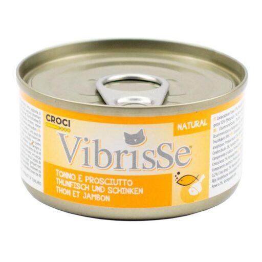 VIBRISSE Konservas Katėms Tunas Su Džiovintu Kumpiu 70g 12vnt