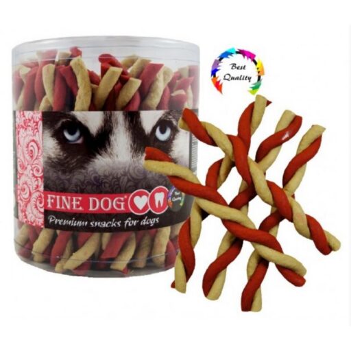 FINE DOG Jerky lazdelės vanilės ir jautienos skonio 12.5cm pakuotė-50vnt