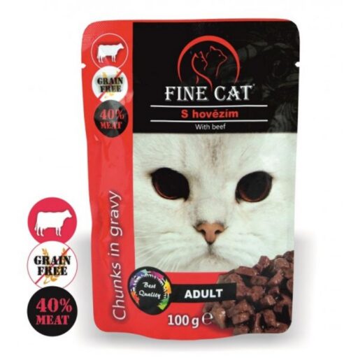 FINE CAT konservas katėms su jautiena 22x100g