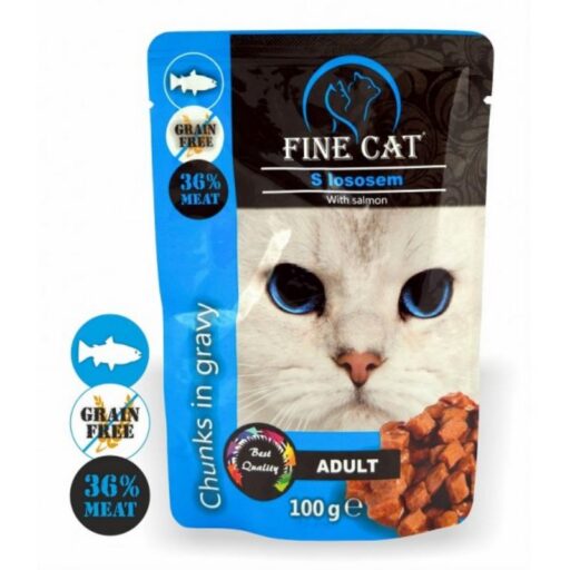 FINE CAT konservas katėms su lašiša 22x100g