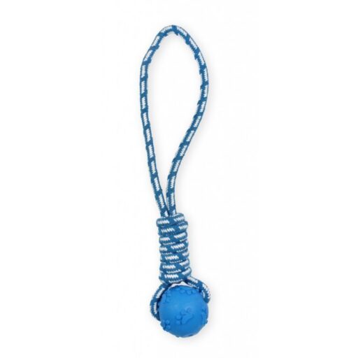 PET NOVA TPR BLUE kamuoliukas su virve 40cm