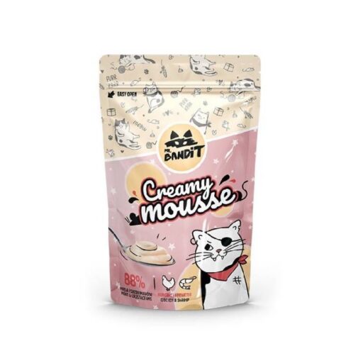 Mr. Bandit Creamy Mousse skanėstai katėms su vištiena ir krevetėmis, 60 g