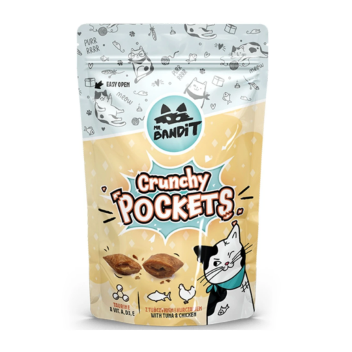 Mr. Bandit Crunchy Pockets skanėstai katėms su tunu ir vištiena, 40 g