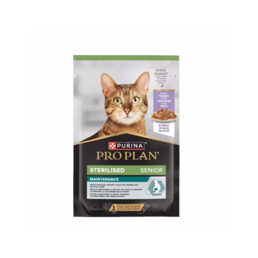 PURINA Pro Plan Cat Sterilised Senior Turkey Grav 85gN26