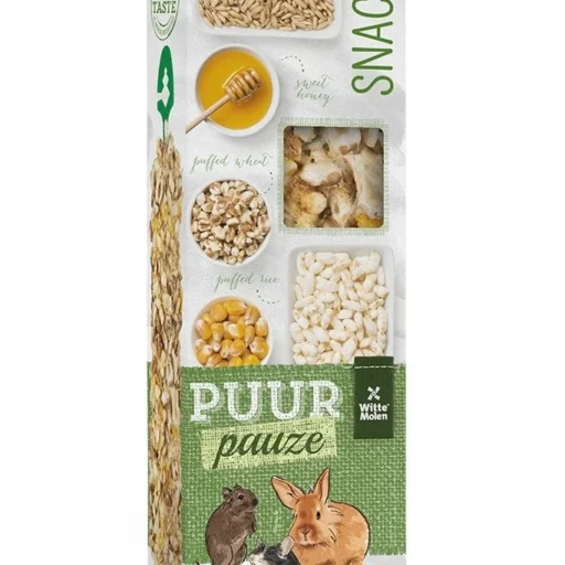 Puur Pauze gardėsis su pūstais ryžiais bei kviečiais, kukurūzais, avižomis ir medumi graužikams 110g N2