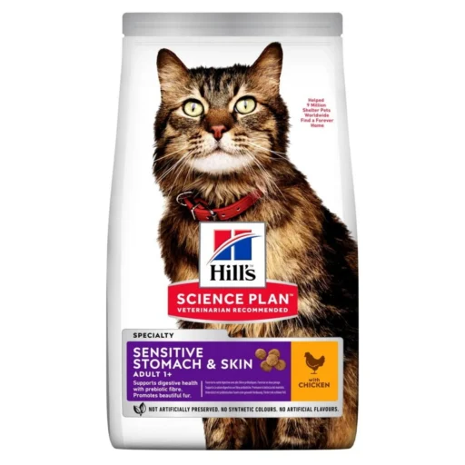 Hill’s Sience Plan Sensitive Stomach & Skin Feline Adult (Jautriam skrandžiui ir odai)