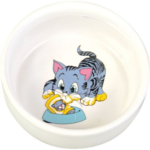 Trixie Dubenėlis su nupieštu katinu, keramika, 0.3 l/ 11 cm, baltas