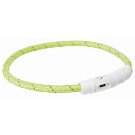 Trixie LED antkaklis USB, TPU/nailonas, XS-S 35cm/7 mm, žalias