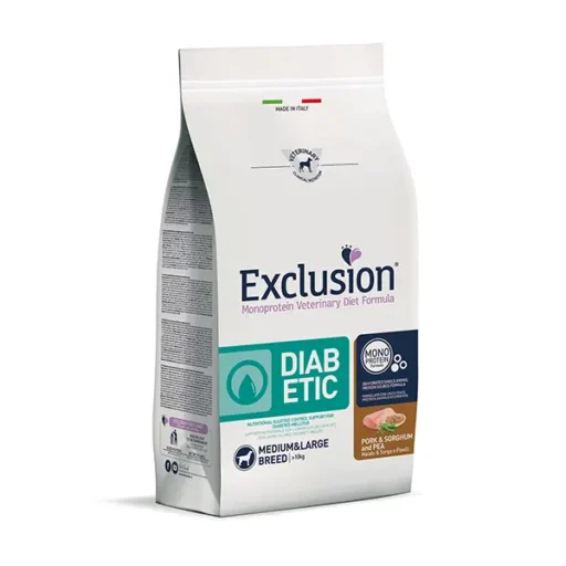 Exclusion diet diabetic sausas pašaras šunims M/L, su kiauliena ir sorgais