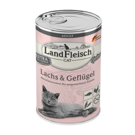 Landfleish konservai katėms su lašiša ir paukštiena 400 g 6vnt/12vnt