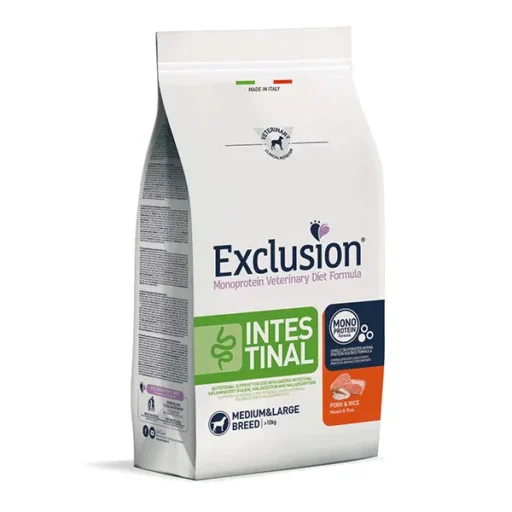 Exclusion Intestinal dietinis sausas pašaras vidutinių ir didelių veislių šunims su kiauliena ir ryžiais, M/L